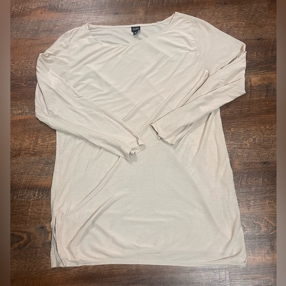 Eileen Fisher Tunic Top Boat Neck  Side Slit   Size M Relaxed Fit Modest Neutral - Picture 2 of 5